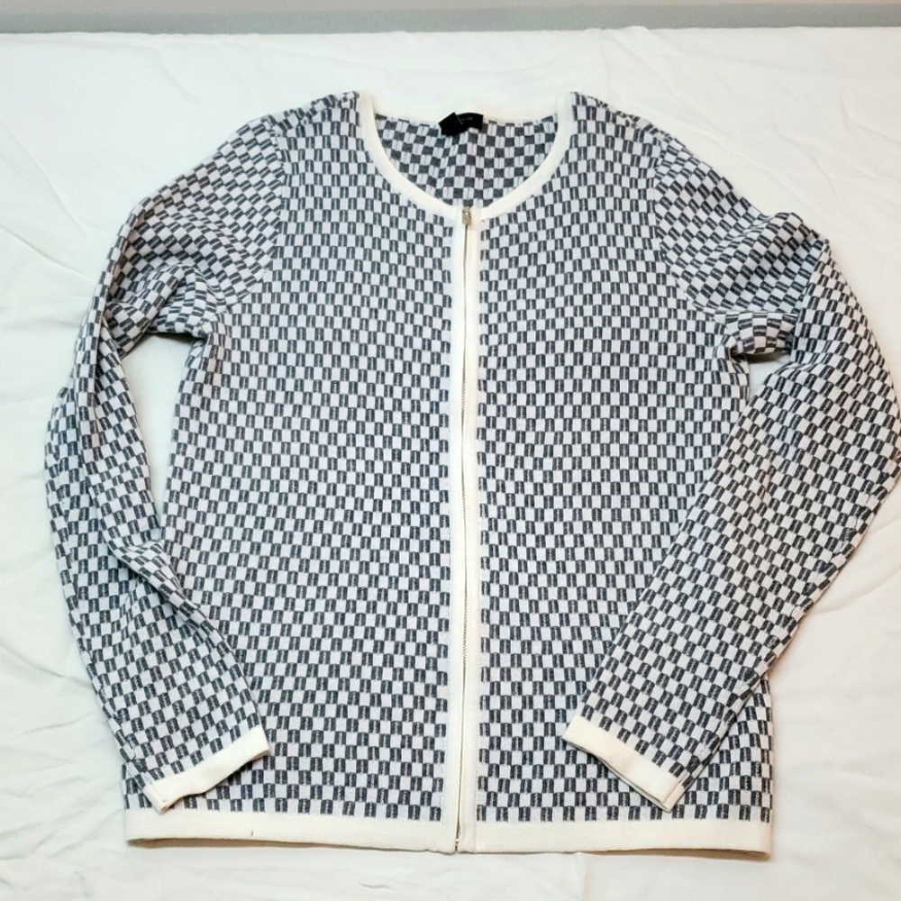 Ann Taylor Factory, herringbone grey/white cardigan. Size S